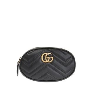 GG Belt Marmont Black Matelassé Chevron Leather Cross Body Bag